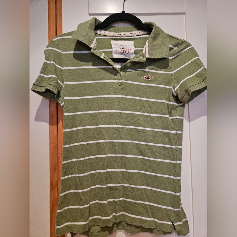 Hollister Kids Olive and White Polo Shirt